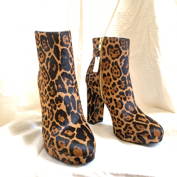 Calvin Klein MARTHA WINTER LEOPARD Calf Hair Platform Booties 8.5 M NWT - Picture 6 of 16